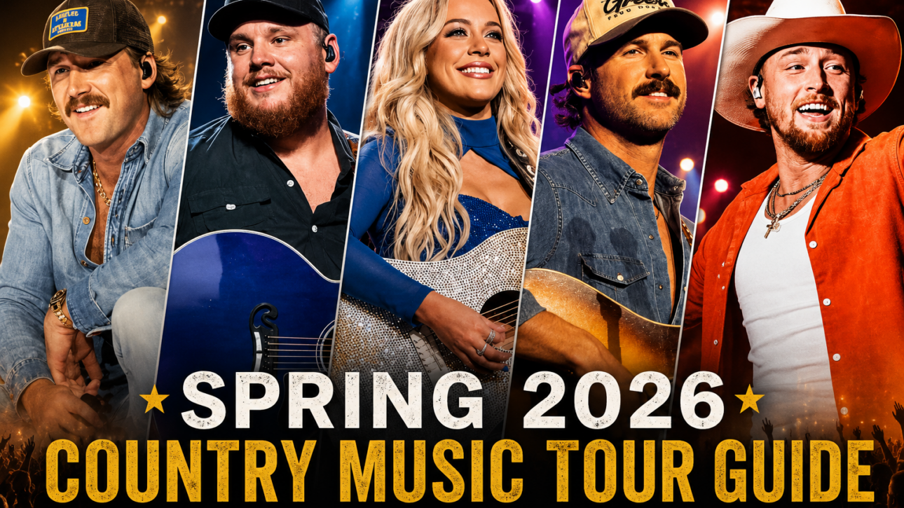 Spring 2026 country music tour guide featuring top artists and festival dates
