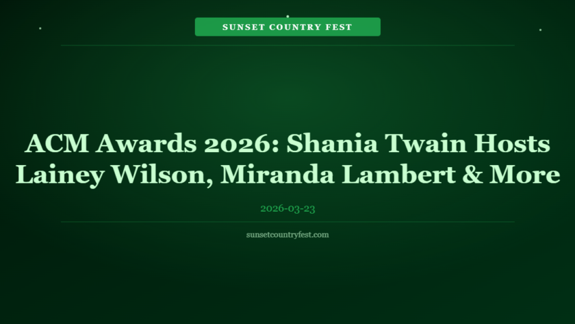 ACM Awards 2026 Performers Revealed: Shania Twain Hosts, Lainey Wilson, Miranda Lambert, More