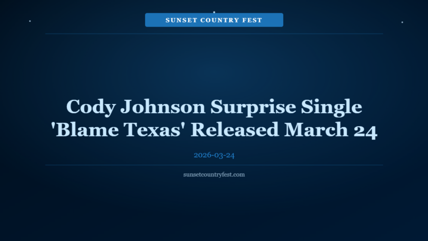 Cody Johnson Surprise Single 'Blame Texas' Released March 24, 2026