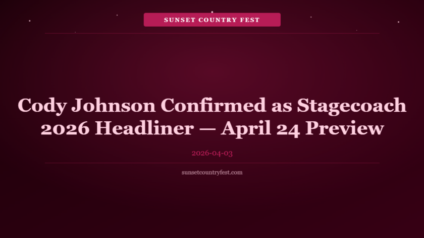 Cody Johnson Confirmed as Stagecoach 2026 Headliner — April 24 Preview