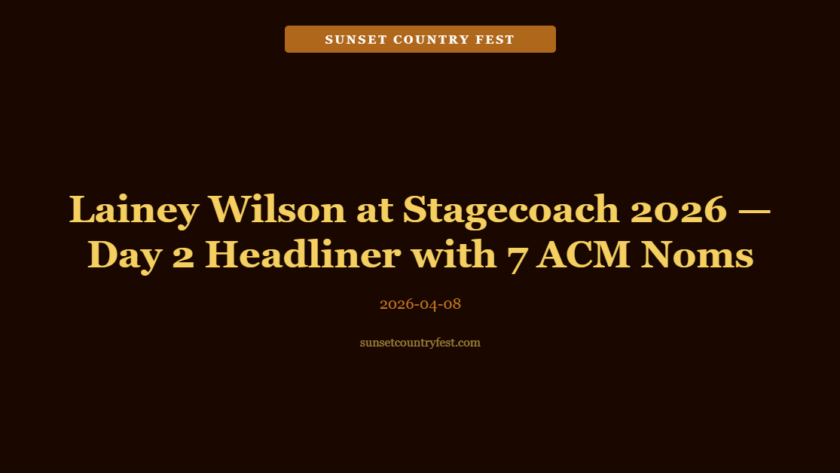 Lainey Wilson at Stagecoach 2026 — Day 2 Headliner with 7 ACM Nominations