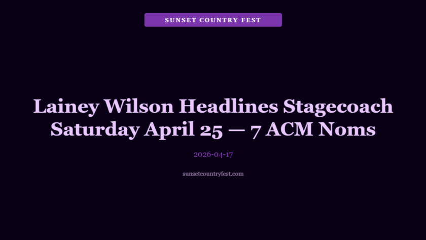 Lainey Wilson Headlines Stagecoach Saturday April 25: 7 ACM Nominations & a Set for the Ages