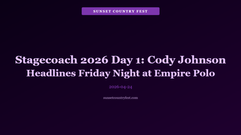 Stagecoach 2026 Day 1: Cody Johnson Headlines Friday Night at Empire Polo Club Indio CA — Everything Happening Today