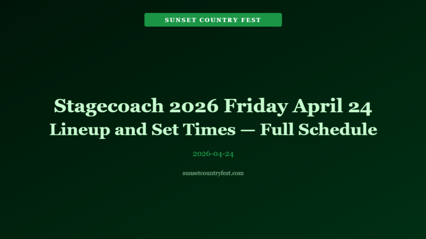 Stagecoach 2026 Friday April 24 Lineup and Set Times — Full Schedule for Day One