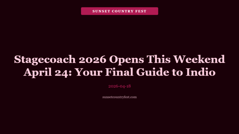 Stagecoach 2026 Opens This Weekend April 24: Your Final Guide to Indio Festival