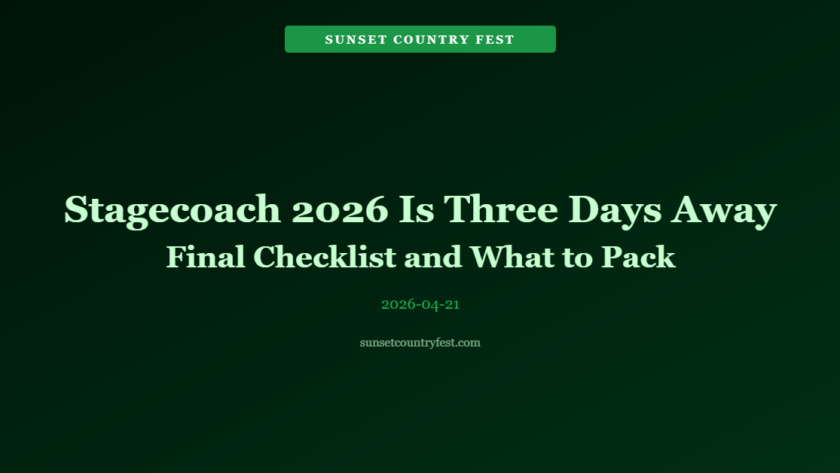 Stagecoach 2026 Is Three Days Away — Final Checklist, What to Pack, and the Sets You Absolutely Cannot Miss