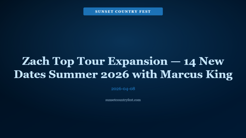 Zach Top Tour Expansion — 14 New Dates Summer 2026 with Marcus King Band & Lukas Nelson